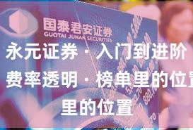永元证券 · 入门到进阶 · 费率透明 · 榜单里的位置